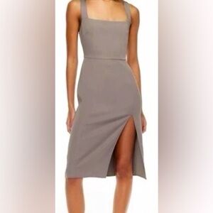Babaton Aritzia 90s Slit Midi Dress NWT Size 2 Pewter Grey